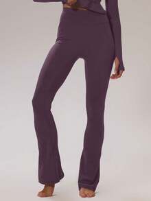 Musera Sport Sport Brushed Fitted Flared Yoga Pants Winter Active Sport Gym Workout Lounge - Purple - View 2