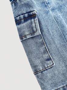 Young Girl' Y2k Blue Denim Pleated Skirt,Fall Clothes,Winter Clothing ,Casual And Fashionable Vacation Outfits,Street Wear,2000s Style  ,Christmas Clothing,Young Girl Denim  Skirt,Work Pockets Skirt,, Pleated Skirts