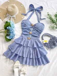 Soleia 女式蓝色海星装饰度假风格迷你连衣裙 - 淡紫色 - 查看 3