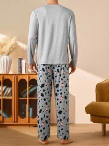 Men's 2 Pieces Loungewear Set, Casual Top And Pants, Minimalist And Stylish For Everyday Wear - Dusty Purple - View 2