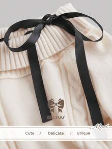 SHEIN MOD 杏色和黑色提花蝴蝶结露肩长袖毛衣裙、返校节礼服、优雅女士连衣裙、机场女士服装、服装、猫女服装、短款礼服、秋装、派对女士连衣裙