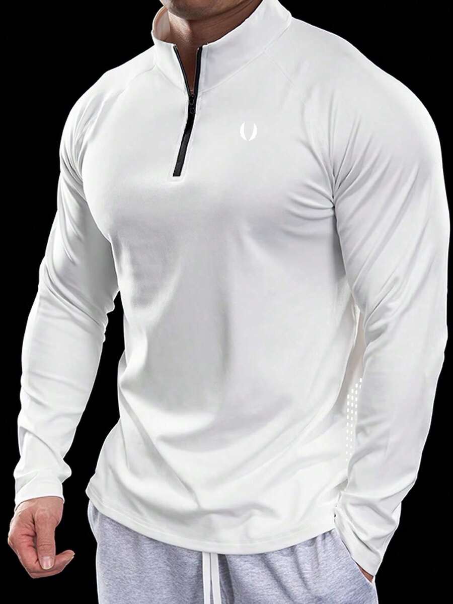 Manfinity Sport Corelite Áo nỉ thể thao nam tối giản, áo khoác thể thao mặc hàng ngày, áo thun nén cho nam - trắng - Xem 1