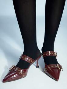 Sugerpunk Women's Fashion Pointed Toe High Heel Pumps For Christmas - Burgundy - View 2