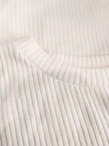 Franclia Elegante camiseta de punto de cuello redondo, top de punto minimalista de moda, primavera/verano - Albaricoque - Ver 6