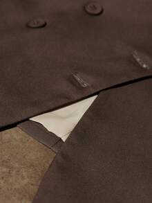 Aveloria Modichic Women's Double-Breasted Wide Shoulder Lapel Long Sleeve Blazer - Coffee Brown - View 7