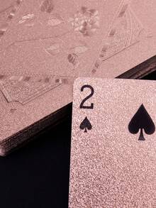 豪华扑克牌 - 防水 - 魔术和派对娱乐的理想之选，PVC材质更适合派对使用，创意玩具，卡牌和扑克系列，德州扑克 - 玫瑰金 - 查看 5