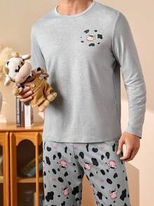 Men's 2 Pieces Loungewear Set, Casual Top And Pants, Minimalist And Stylish For Everyday Wear - Dusty Purple - View 7