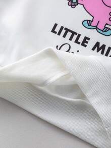 Mr Men Little Miss X SHEIN Hanorac cu mânecă lungă, cu imprimeu de litere și desene animate, în blocuri de culori, pentru fete tinere - Multicolor - Vizualizare 7
