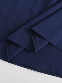 少女优雅长袖连衣裙，衬衫领设计，二合一款式，适合春、秋、冬三季休闲及通勤穿着。 - 藏蓝色 - 查看 7