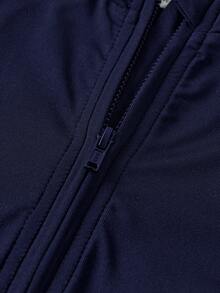 SHEIN Serisse Kids HEIN 女童半拉链连体衣黑色喇叭裤，返校季，休闲外出 - 寶藍色 - 查看 5