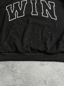 ROMWE MEN Setelan Olahraga Kasual Pria: Hoodie dan Celana Jogging Berkilau dengan Payet - Hitam - View 5