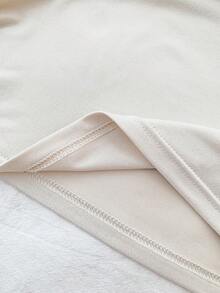 Teen Girls' White Knit Casual Minimalist Polka Dot Print Asymmetric Ruched Cropped Camisole, Suitable For Spring/Summer, Casual, Personalized Styling, Daily Wear - Apricot - View 6