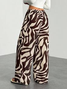 SHEIN PETITE Women's New Zebra Print Low Waist Wide Leg Beach Cover Up Pants, Vacation Clothes Vacation Women Beach For Woman Boho Women's Clothing Country Concert , Western Wear Women Y2k