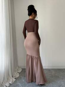 Rafferiza 女士时尚优雅拼接设计连衣裙 - 彩色 - 查看 7