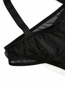SpicyHot 2pcs Sheer Mesh Sexy Lingerie Set For Women - Black - View 8