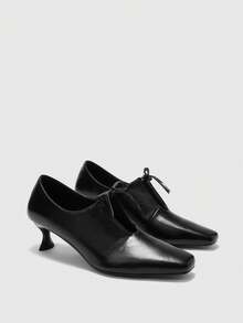 CUCCOO BIZCHIC Giày cao gót buộc dây thanh lịch dành cho nữ - màu đen - Xem 7