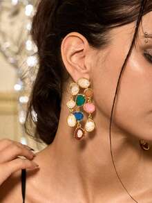 Glisma 女士吊坠耳环，服装，哥特风/哥特式，复古，串珠，西部风珠宝，金属/纹理，宝石，秋冬，送给妈妈/女士/女孩/母亲，高级，复古，十字架，性感/优雅，夏季/海滩/舞会，多层/宝石/串珠/水晶，魅力/粗犷 - 彩色 - 查看 1