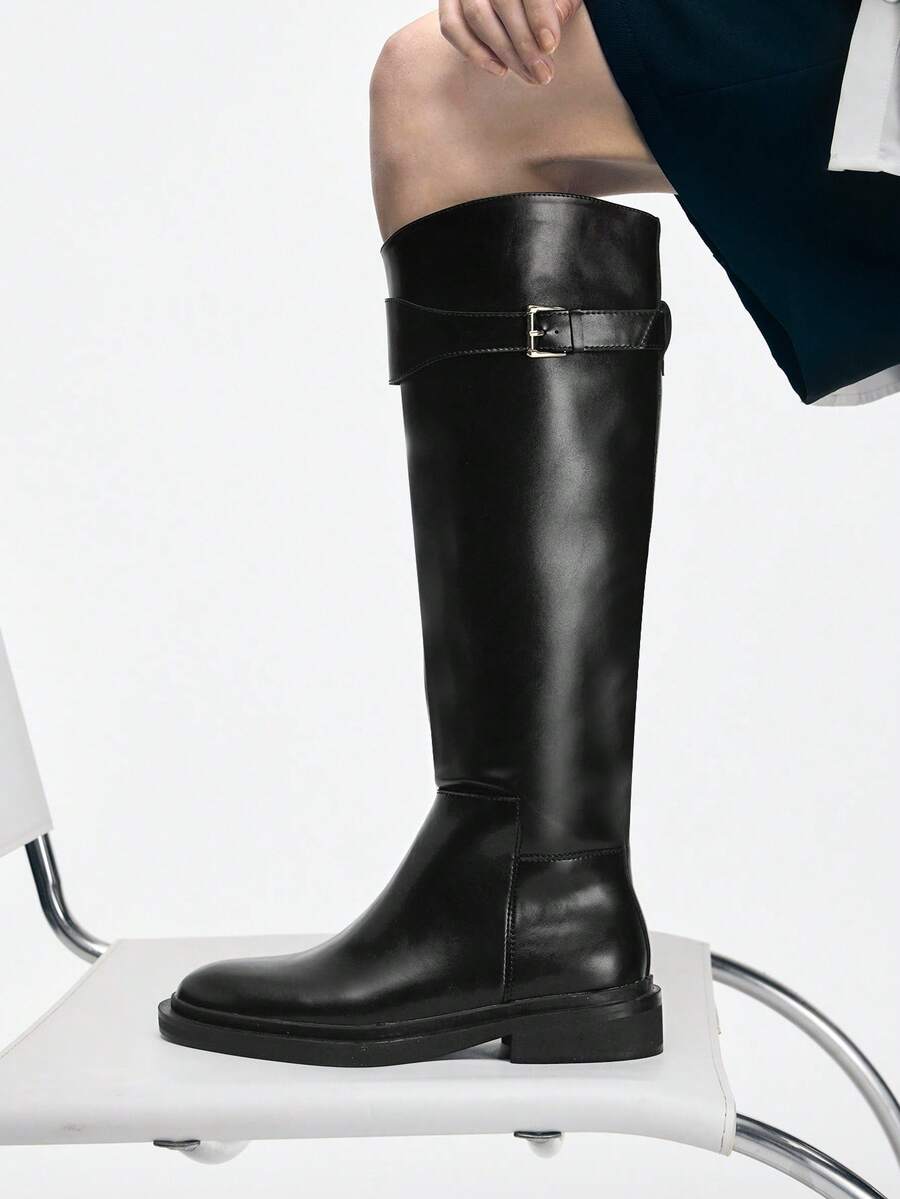 Mnmlis Women's Fashionable Versatile Commuting Minimalist Knee-High Boots For Christmas