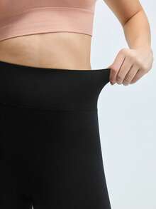 Loungeista 女士无缝高腰收腹轻压缩紧身裤情人节衣服无脚紧身裤春夏塑身裤圣诞节 - 黑色 - 查看 6