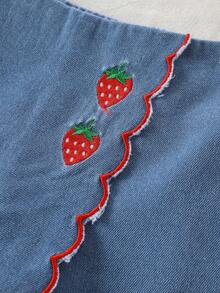 女婴夏季牛仔刺绣短裙及翻领上衣套装 - 彩色 - 查看 7