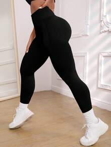 Velisys Plus Size Women Sports Fitness Yoga Leggings, Black - Black - View 5