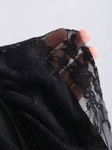 Sweetra Women's Lace Sexy Fashion Long Sleeve Bodycon Cake Skirt Dress - Black - View 4