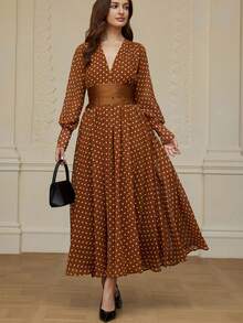 Aveloria Rosie Váy dài tay xòe eo chấm bi màu nước thanh lịch, thời trang & đa năng, mùa thu/đông - Nhiều màu - Xem 6