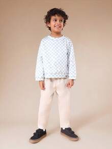 SUMWON Checkered Sweatshirt And Jogger Pants Set For Kids Casual Comfort Co-Ord Outfit Long Sleeve Top With Matching Bottoms Vacation - Multicolor - View 5