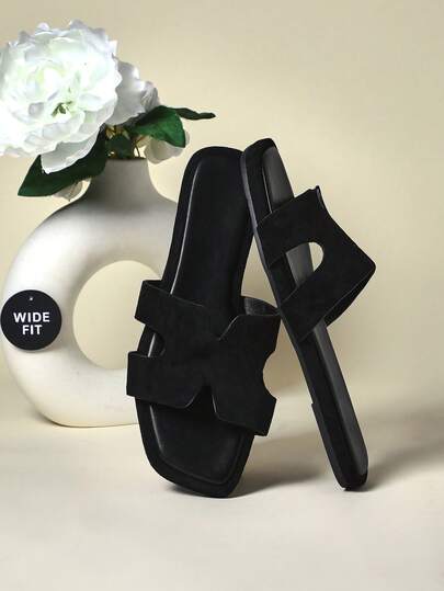 SHUZIA Women's Fashion Casual Comfy H-Shape Cutout Flat Sandals For Christmas Valentine's Day