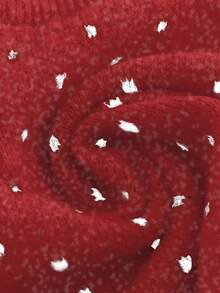 Franclia 女士优雅蝴蝶结长袖毛衣波点半裙两件套，秋冬款 - 紅色 - 查看 3