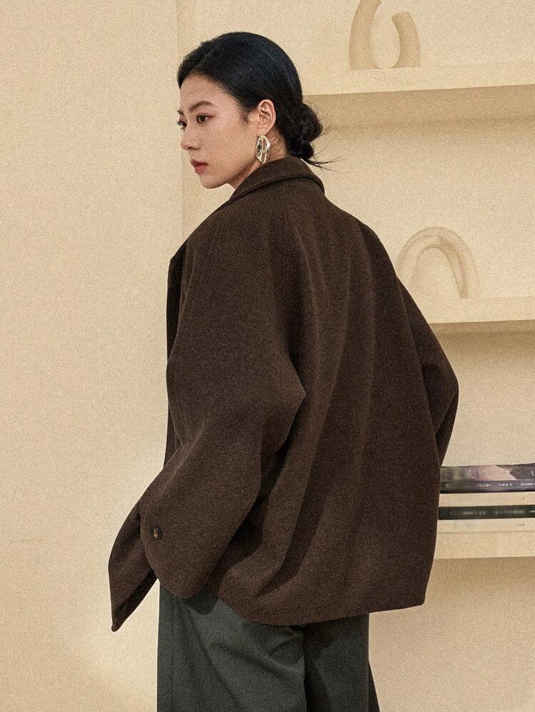 Women's Casual Loose Fit Single-Breasted Long Sleeve Jacket, Autumn/Winter Women Coats Business Casual Woman