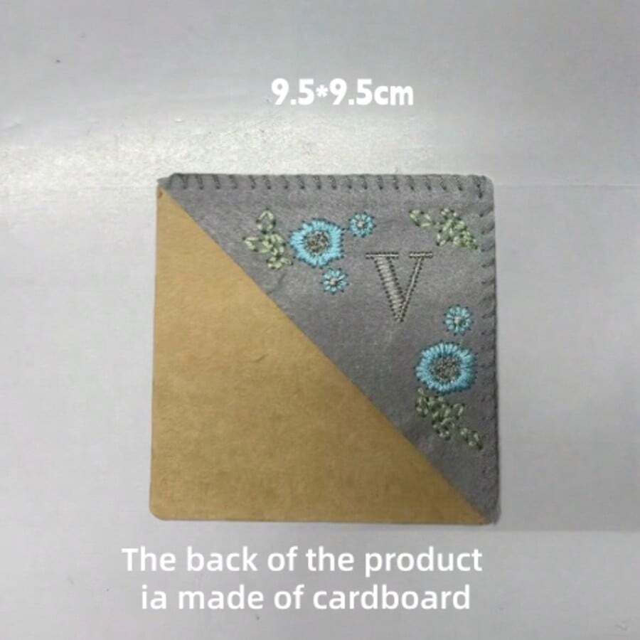 1pc, Personalized Hand Embroidered Corner Bookmark, 26 Letters Hand Stitched Felt Corner Letter Bookmark, Cute Flower Embroidery Bookmarks For Book Reading Lovers Meaningful Gift, Back To School, - Multicolor - View 1