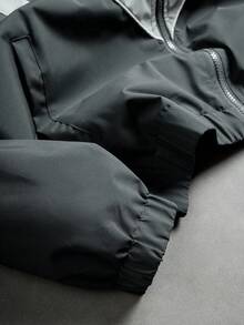 PAVTROS Áo khoác nam cổ đứng, phối màu tương phản, khóa kéo, chống mưa, gió, phong cách Y2K, phản quang. - Màu xám đen - Xem 7