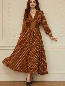 Aveloria Rosie Váy dài tay xòe eo chấm bi màu nước thanh lịch, thời trang & đa năng, mùa thu/đông - Nhiều màu - Xem 4