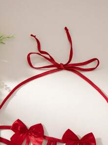 SHEIN 三件套蝴蝶結性感內衣套裝 - 紅色 - 查看 5