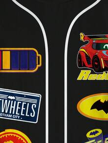 Batwheels X SHEIN Young Boy Summer Casual Letter & Car Pattern Round Neck Short Sleeve T-Shirt - White - View 3