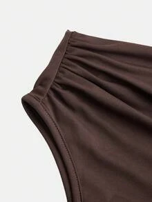 SHEIN Tween Girls' Casual Oblique Shoulder Short Sleeve Fitted T-Shirt Set