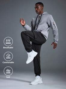 Driftmere Men's Casual Half-Zip Hoodie Sweatshirt And Cargo Pants Set, Fashionable Outdoor Suit, Gym/Training/Running/Fitness Hoodie, Quarter Zip Hoodies Sweatshirt, Daily Casual Spring To Summer - Light Grey - View 1