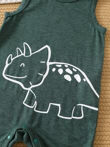 SHEIN 3pcs/Set Cute Dinosaur Print Sleeveless Romper & Shorts Set, Unisex Baby Boy/Girl Spring/Summer Clothes - Multicolor - View 4