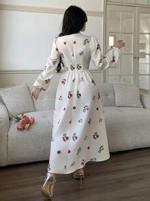 Feyla فستان طويل أنيق ذو طبعة زهور رومانسية عتيقة، مناسب للعطلات - متعدد الألوان - مشاهدة 6