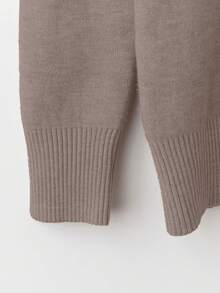 Franclia 女士修身圆领保暖长袖毛衣 - 棕色 - 查看 7