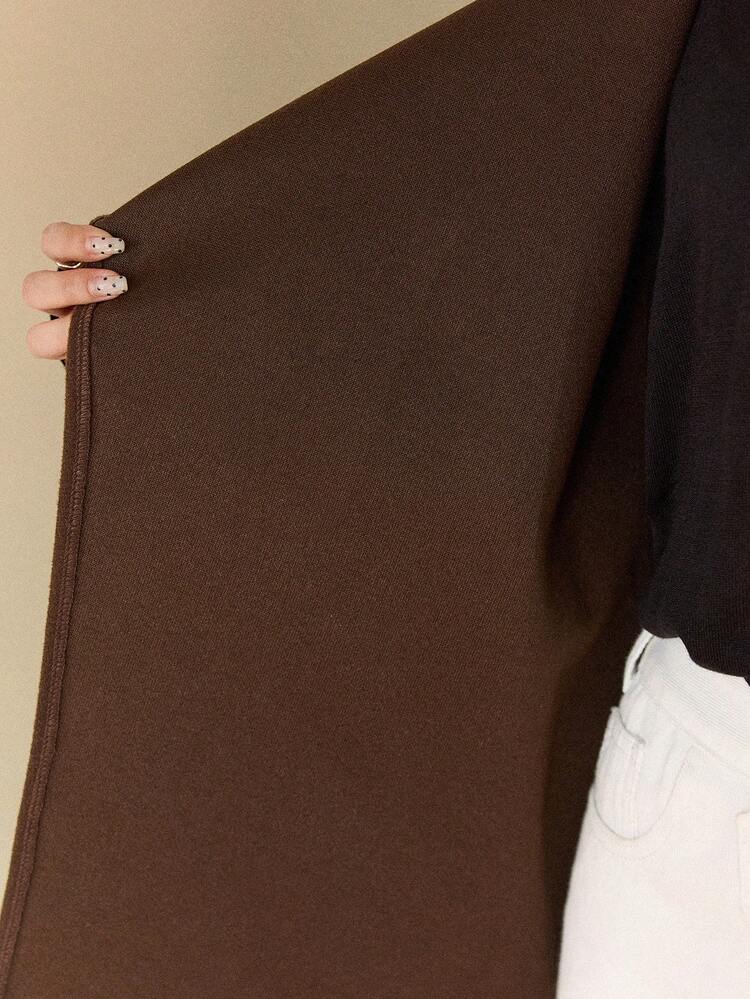 Women's Casual Sleeveless Brown Wool Blend Jacket, Fashionable For Autumn And Winter Women Coats Business Casual Woman