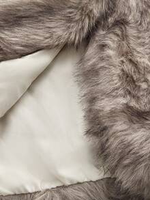 SHEIN EZwear Women's Long Sleeve Simple Fluffy Cardigan Sweater In Fall/Winter - Brown - View 6