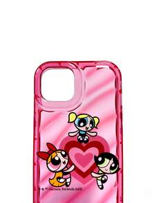 THE POWERPUFF GIRLS X SHEIN Puffburst 女孩图案防震手机壳，透明可爱风，时尚简约，防震防摔 TPU 软壳，兼容 13/16 Pro Max/17/Air/17 Pro/17 Pro Max，卡通爱好者适用 - 日常使用及礼物 - 紅色 - 查看 7
