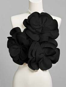 Chiquease 女士优雅情人节系带露背白色花卉装饰罗纹亲肤无袖紧身衣 - 彩色 - 查看 6