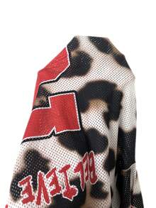 Slaydiva 夏季新音乐节复活节西部游牧风格生日派对毕业学生日常休闲度假邮轮海滩日光浴爆款极简休闲街头风女式V领印花T恤（字母、数字、豹纹、网眼） - 棕色 - 查看 8