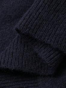 DAZY 女士休闲撞色印花毛衣，秋季 - 藏蓝色 - 查看 11