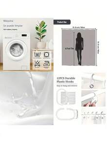 1件装简约可爱治愈系猫咪图案浴帘，高端优雅浴室窗帘，多用途窗帘，浴室装饰图案浴室配件 - 線條貓 - 查看 5