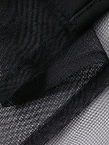 DAZY Casual Business Sheer Mesh Fitted Chiffon Blouse, Minimalist Short Sleeve Women Shirt Y2k Spring - Black - View 6