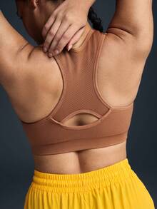 Powerista Áo ngực thể thao Racerback thoải mái không đường may - Cà phê nâu - Xem 7